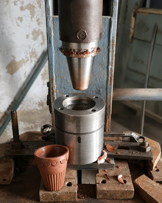 Potter shaping a kulhad on the wheel