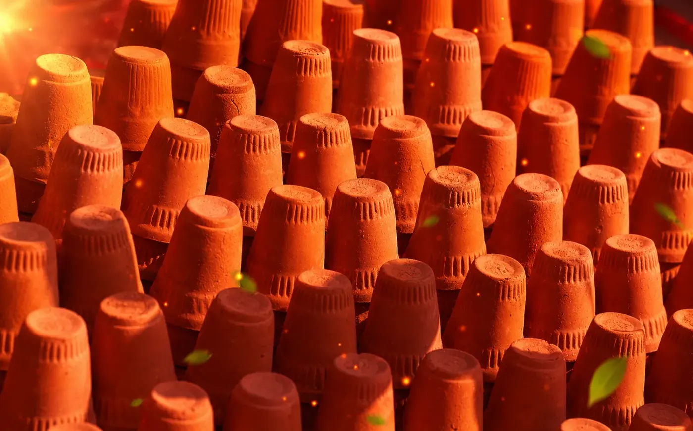 Steaming masala chai in handcrafted clay kulhads